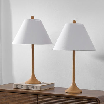 Albie 25" Modern Coastal Iron Column LED Table Lamp, Set of 2